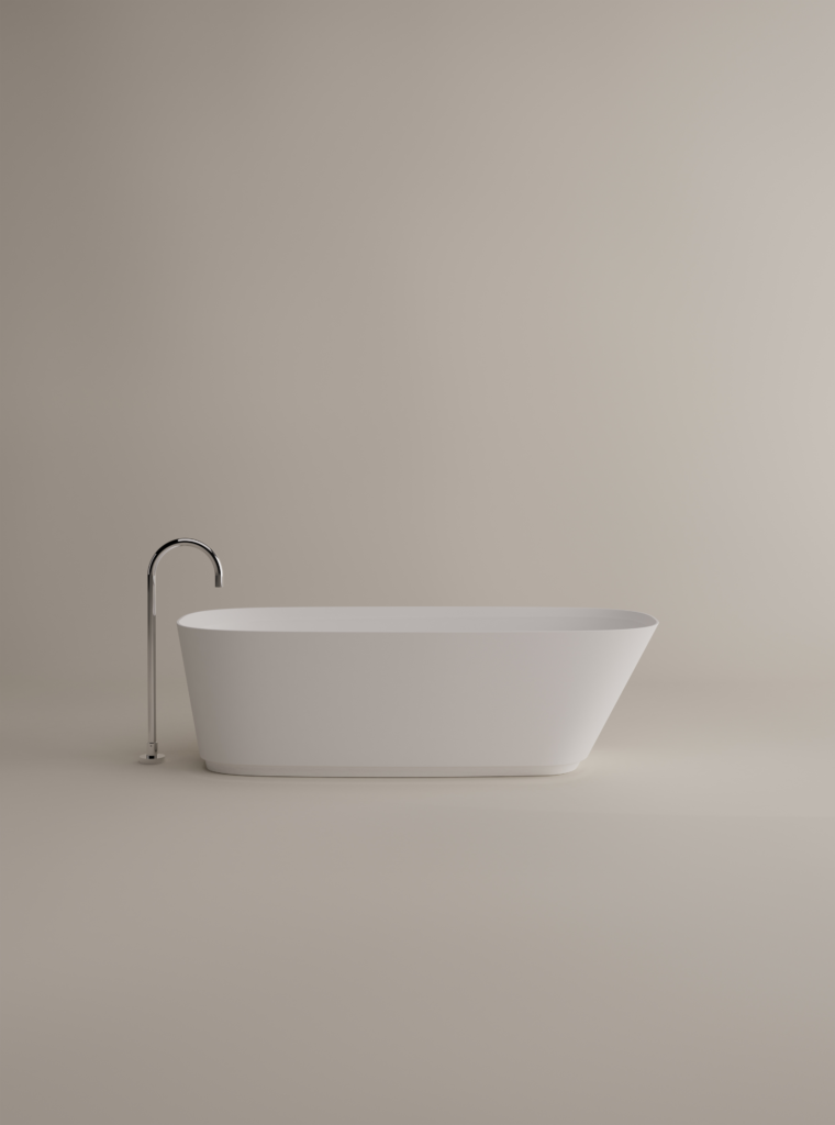 Neb Badewanne von Agape, Design Neri&Hu, freistehende Badewanne in Weiß mit Armatur