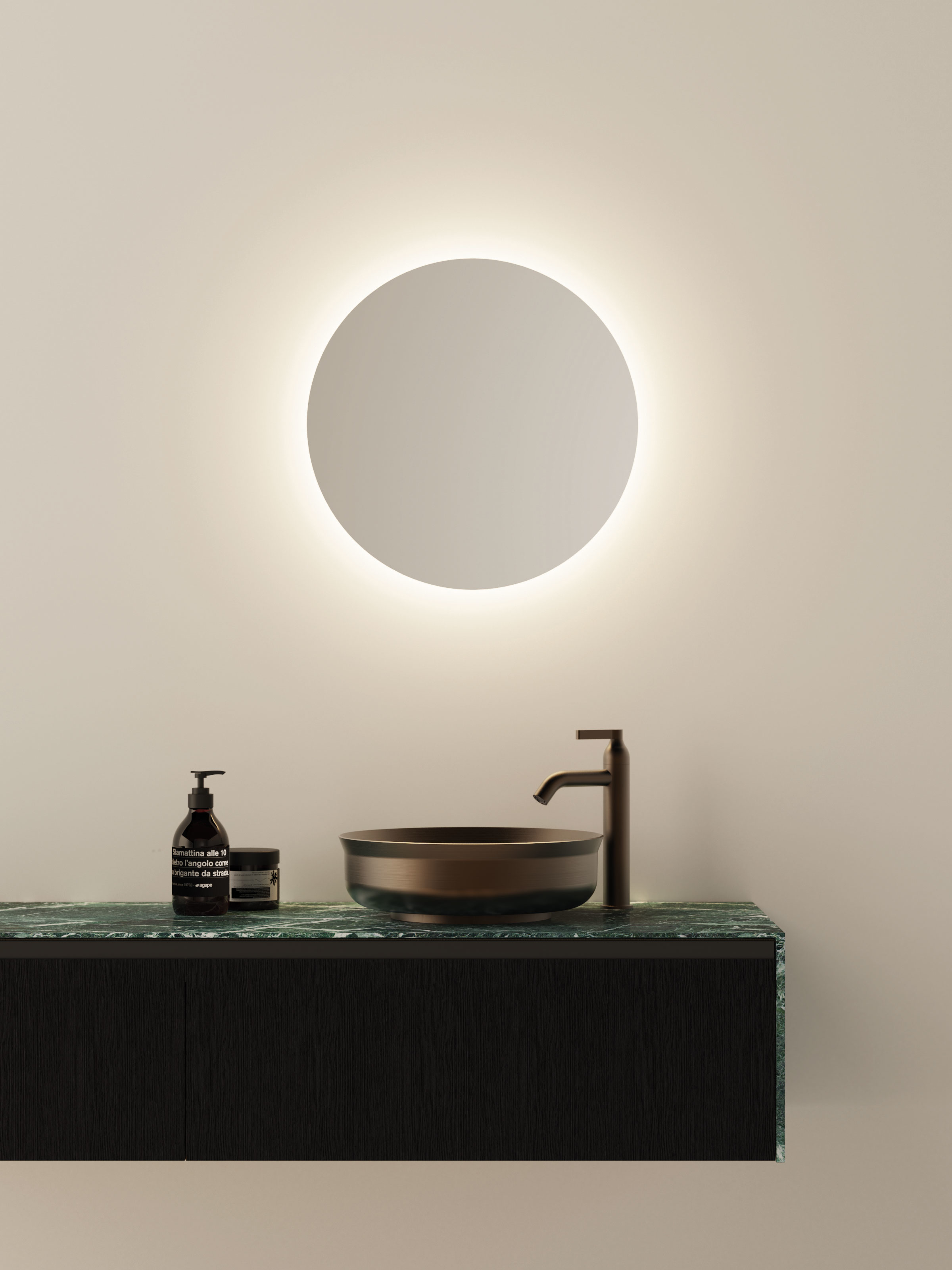 Undici Inox brüniertes Waschbecken von Agape, Design Benedini Associati, in runder Form