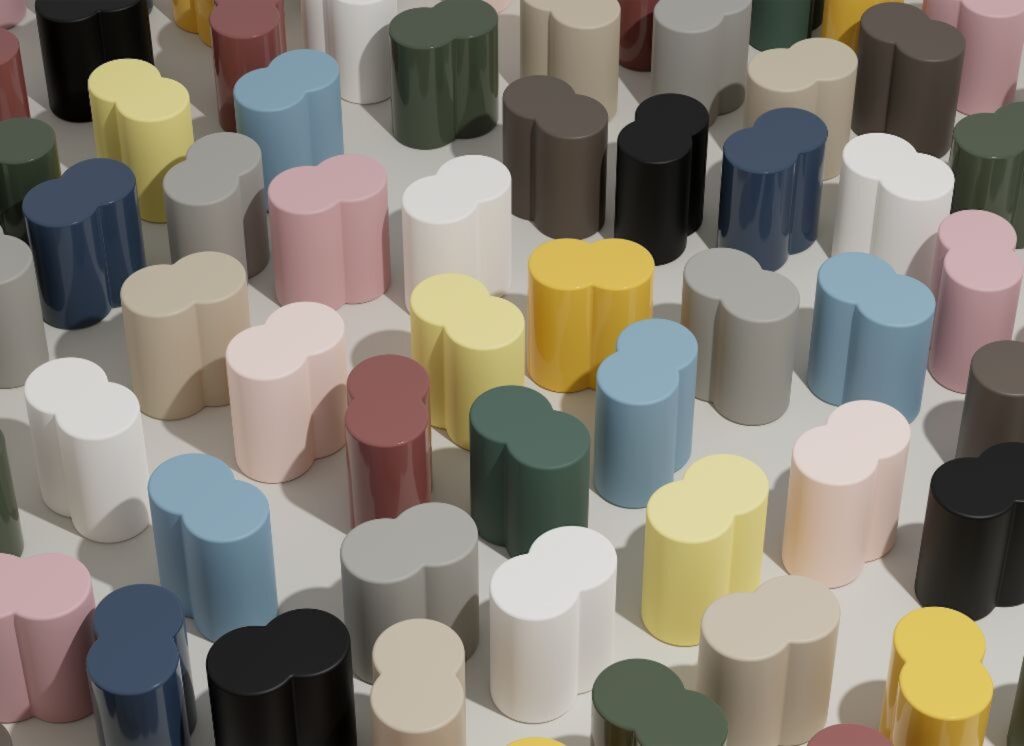 Alice Ceramica Bilobo Keramik-Hocker Farbpalette, erhältlich in vielfältigen Farben