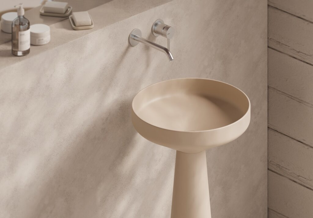 Alice Ceramica Equilibrium Standwaschbecken h15cm freistehend, beige mit konischem Fuß