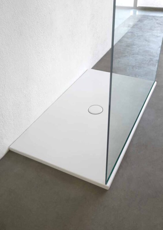 Alice Ceramica Form Keramik-Duschwanne 3cm flach, weiß mit antibakterieller Emaille, minimalistisches Design