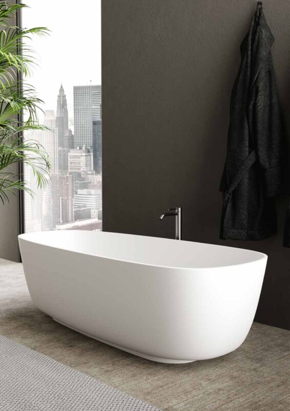 Alice Ceramica Gentle Badewanne 175x75 freistehend, weiß Solysand, elegantes Design
