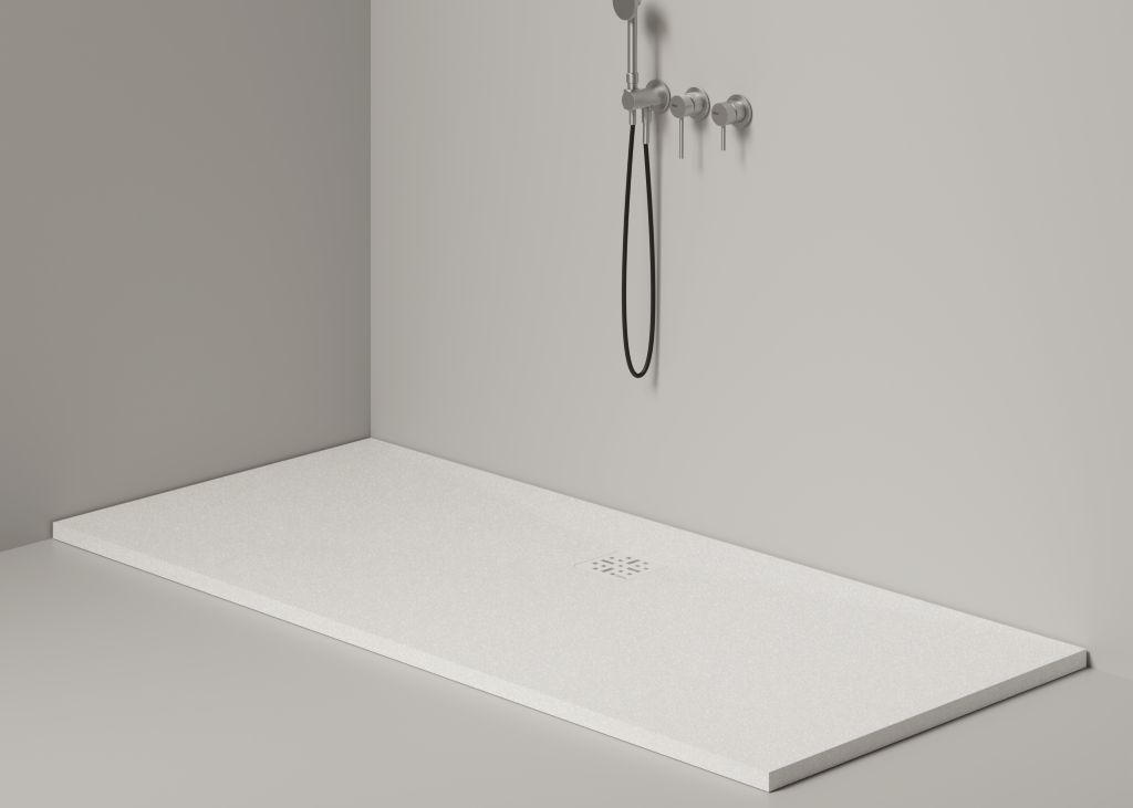 Alice Ceramica Katai Duschwanne bodeneben, weiß Cast Marble, minimalistisches Design