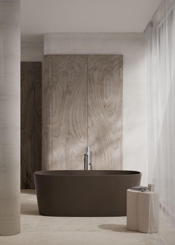 Alice Ceramica Liora Badewanne freistehend, braun Solid Surface, ovale Form