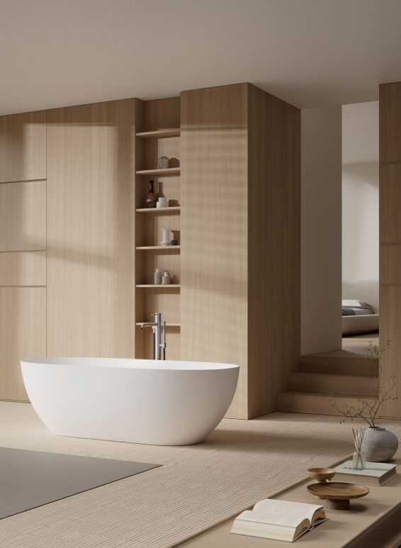 Alice Ceramica Selma Badewanne freistehend, weiß Solid Surface, ovale Form