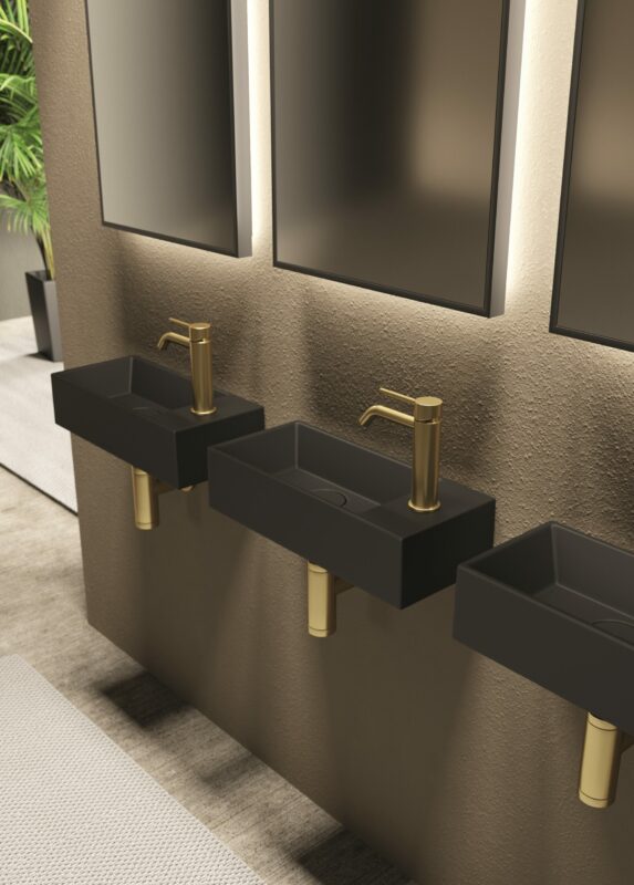 Alice Ceramica Spy Aufsatzwaschbecken 45x20cm, schwarz kompakt mit minimalistischem Design