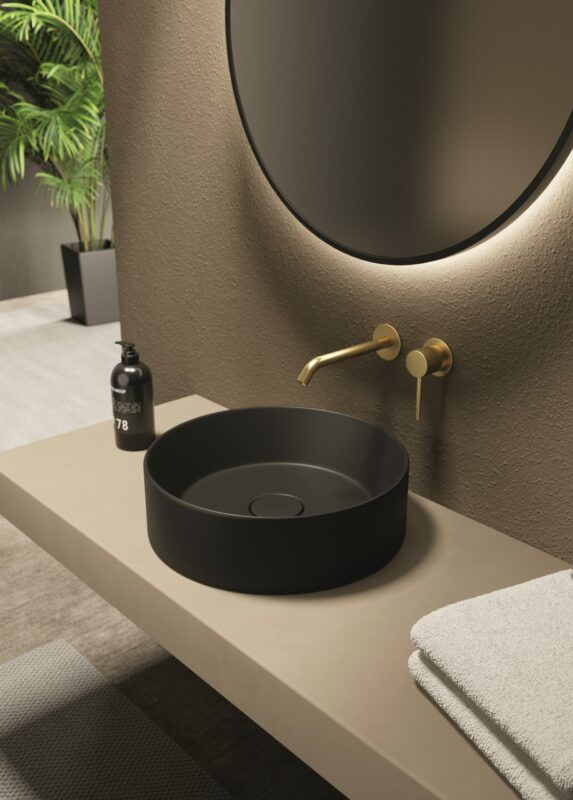 Alice Ceramica Unica Aufsatzwaschbecken rund, braun mit schalenförmiger Form