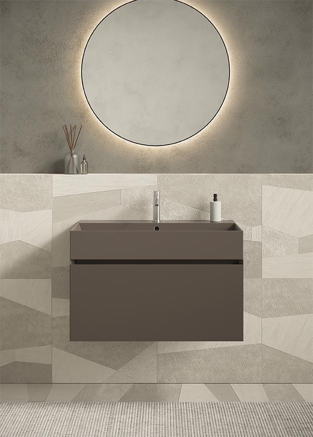 Alice Ceramica UNI Furniture 80cm Möbel mit Holzschublade, braun