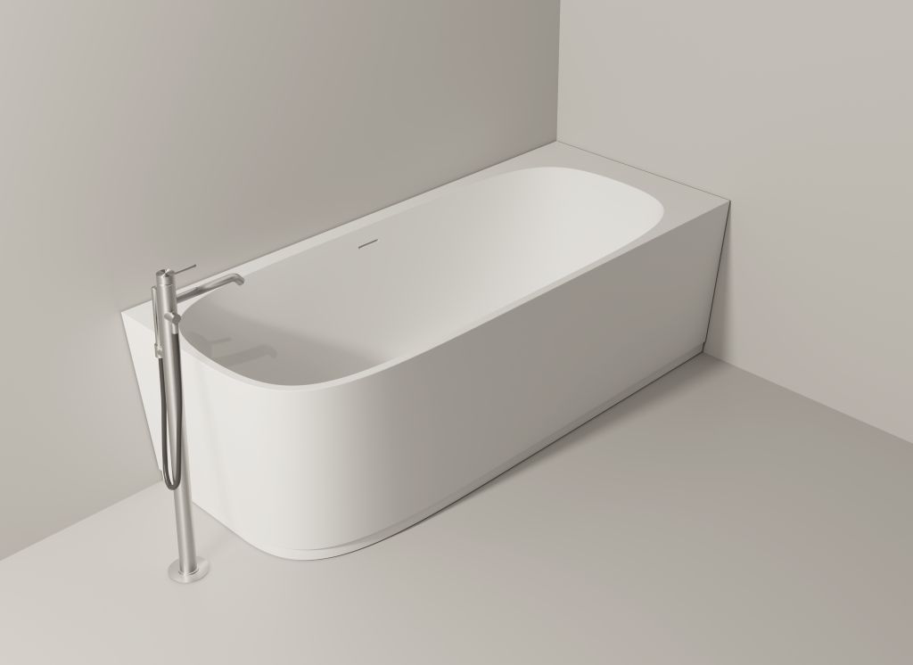 Alice Ceramica Vega Corner Eck-Badewanne, weiß Solid Surface, platzsparende Ecklösung