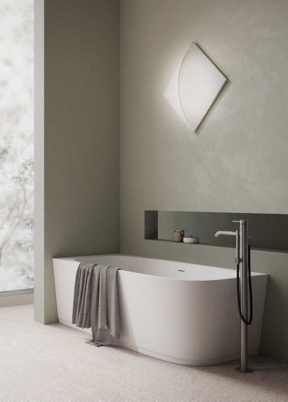 Alice Ceramica Vega Corner Eck-Badewanne, weiß Solid Surface, asymmetrisches Design