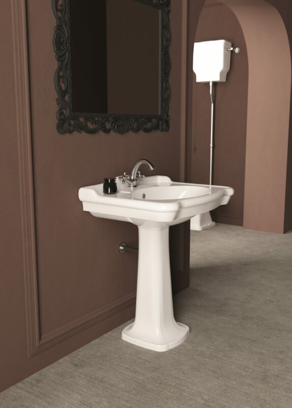 Alice Ceramica Boheme Waschbecken Consolle 70cm mit Säule, weiß, klassisches Design