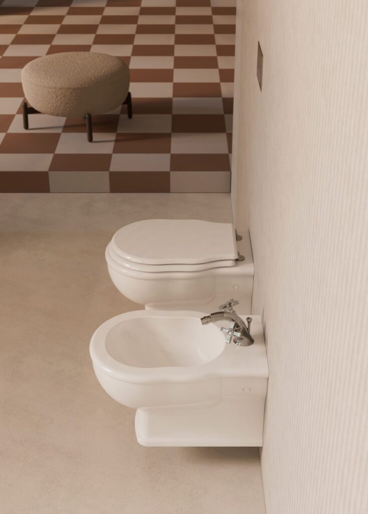 Alice Ceramica Boheme WC und Bidet wandhängend, weiß klassisch