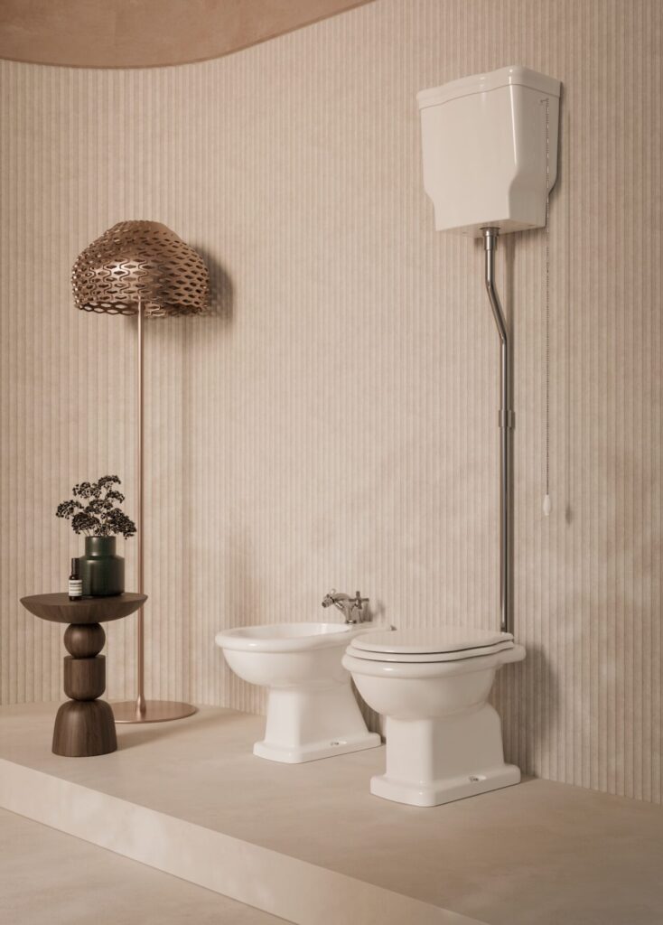 Alice Ceramica Boheme WC mit Hochspülkasten und Bidet, weiß klassisch