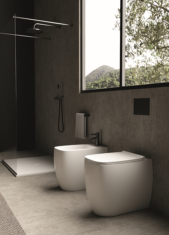 Alice Ceramica Nur WC und Bidet bodenstehend, weiß mit geneigtem Rand