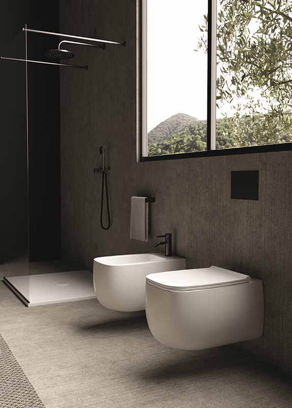 Alice Ceramica Nur WC und Bidet wandhängend, weiß mit geneigtem Rand