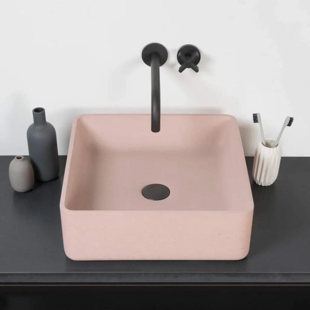 Kast Concrete Basins Arla Waschbecken Aufsatz, rosa Blush, Draufsicht